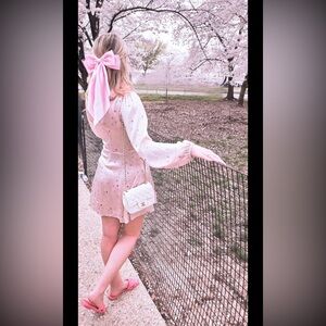 GANNI Blakely Printed Satin Pink Floral Dress 38 Medium